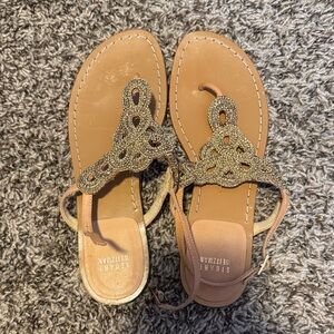 Stuart Weitzman Brown Beaded Sandals
